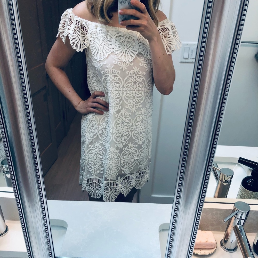 White Off The Shoulder Lace Dress
